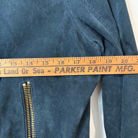 Blank NYC Women's Genuine Suede Moto Jacket Galactic Teal Dark Large - Picture 6 of 8